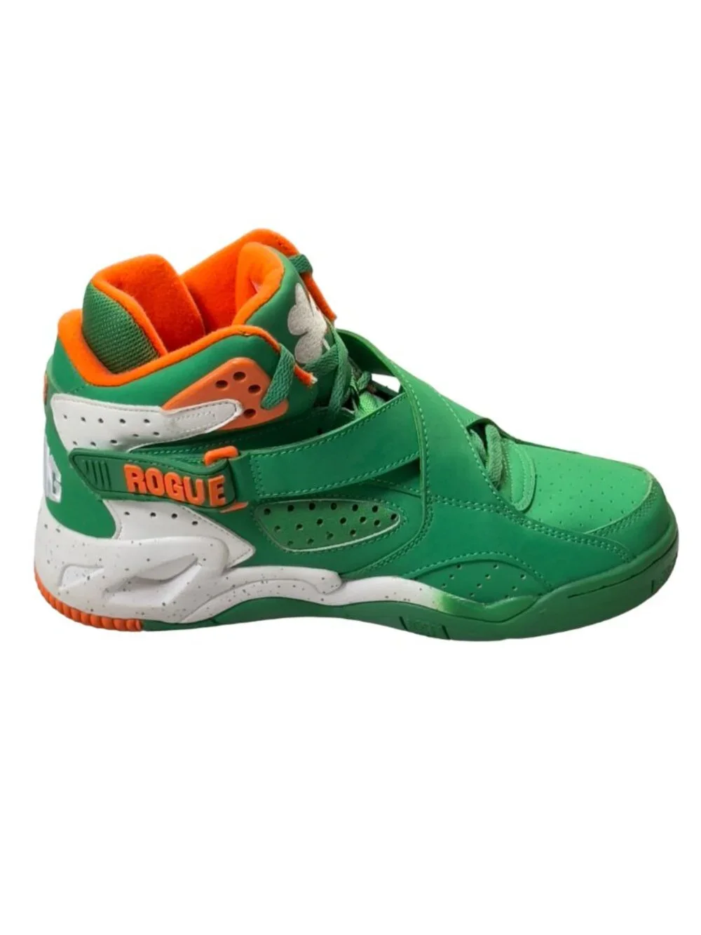 PATRICK EWING FOCUS Mens Shoes Green Orange Leather High-top Sneaker Basketball